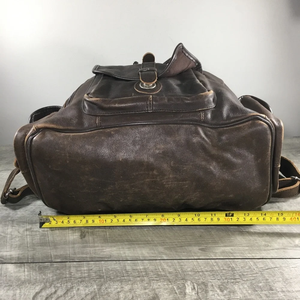 Vintage Brown Leather Book Pack Camping School Day Knapsack Backpack Rucksack